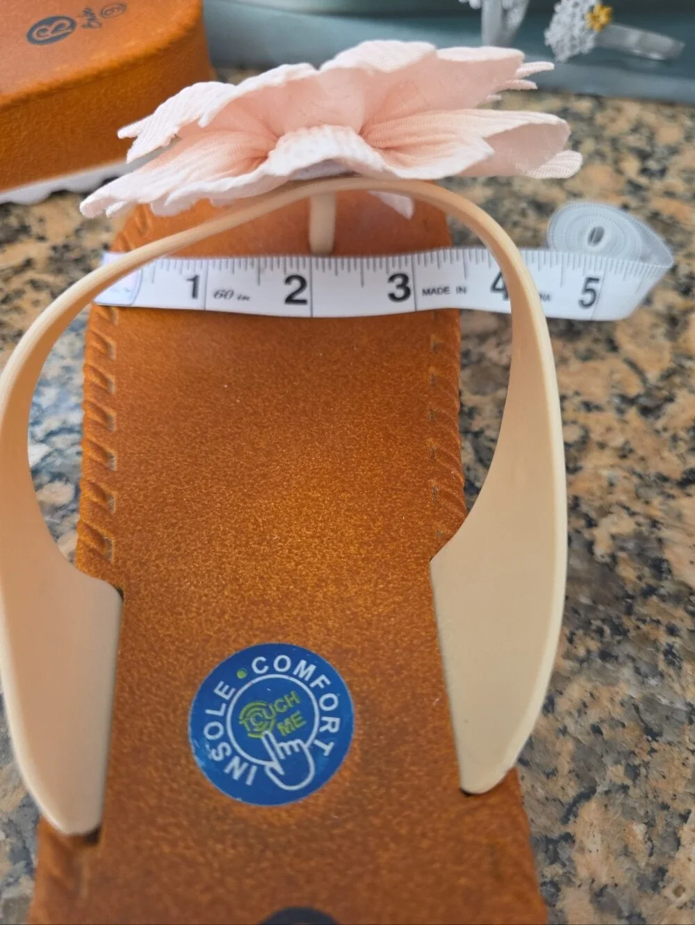 Peach Colored Flower Babe Brand With Insole Comfort  Size 9